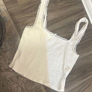 White Lace Trim Women's Top